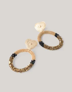 Shoeby Oval Beaded Heart Oorbellen Goud<DAMES Sieraden