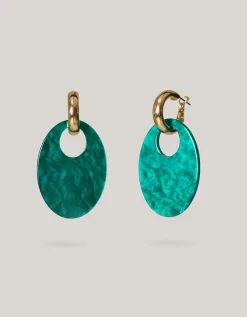 Shoeby Oval Oorbellen Groen<DAMES Sieraden