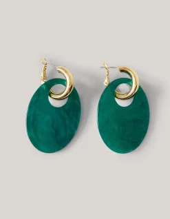 Shoeby Oval Oorbellen Groen<DAMES Sieraden
