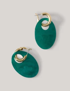 Shoeby Oval Oorbellen Groen<DAMES Sieraden