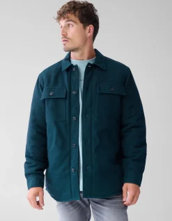 Shoeby Padded Overshirt Donkergroen<Heren Overshirts