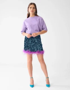 Shoeby Pailletten Mini Rok Blauw By Lizzy<DAMES Rokken