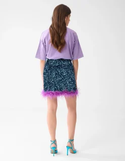 Shoeby Pailletten Mini Rok Blauw By Lizzy<DAMES Rokken