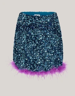 Shoeby Pailletten Mini Rok Blauw By Lizzy<DAMES Rokken