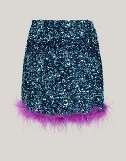 Shoeby Pailletten Mini Rok Blauw By Lizzy<DAMES Rokken