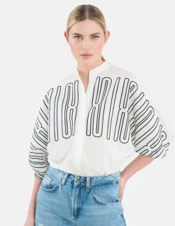 Shoeby Patch Blouse Wit<DAMES Blouses