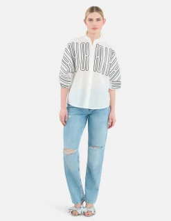 Shoeby Patch Blouse Wit<DAMES Blouses