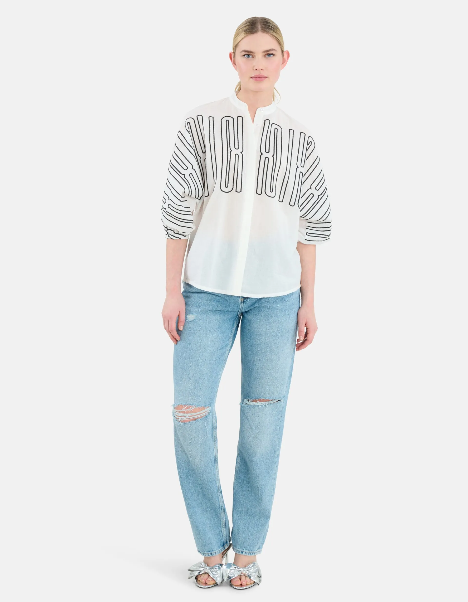Shoeby Patch Blouse Wit<DAMES Blouses