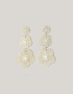 Shoeby Pearl Flower Oorbellen Wit<DAMES Sieraden