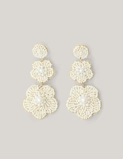 Shoeby Pearl Flower Oorbellen Wit<DAMES Sieraden