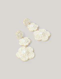 Shoeby Pearl Flower Oorbellen Wit<DAMES Sieraden