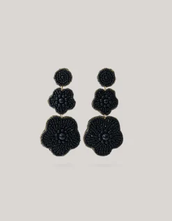 Shoeby Pearl Flower Oorbellen Zwart<DAMES Sieraden