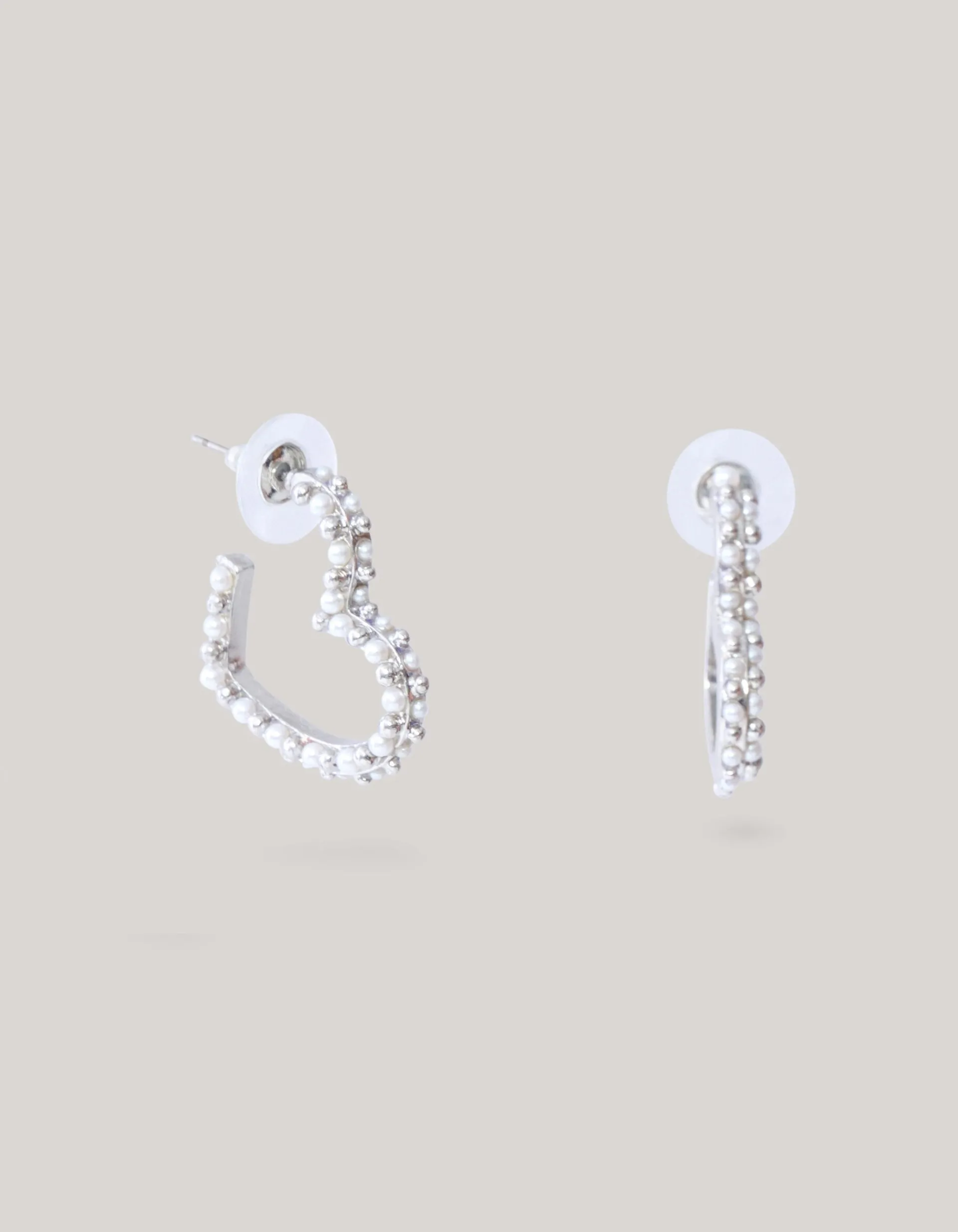 Shoeby Pearl Heart Hoop Oorbellen Zilver<DAMES Sieraden