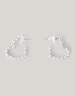 Shoeby Pearl Heart Hoop Oorbellen Zilver<DAMES Sieraden