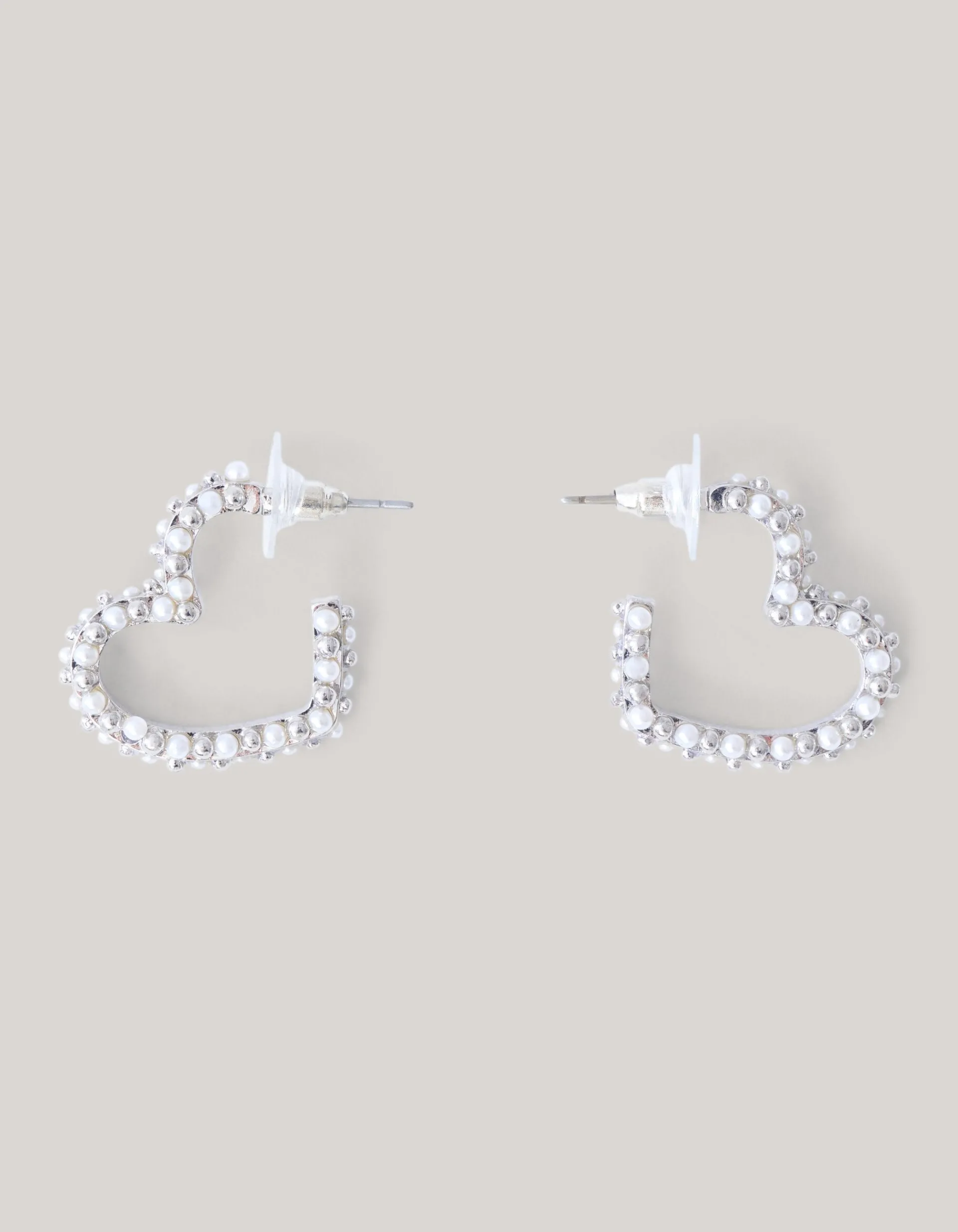 Shoeby Pearl Heart Hoop Oorbellen Zilver<DAMES Sieraden