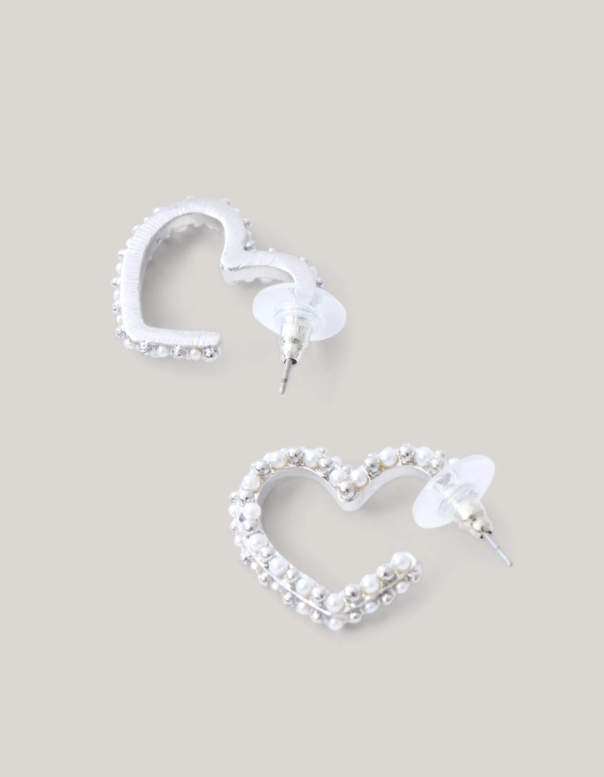 Shoeby Pearl Heart Hoop Oorbellen Zilver<DAMES Sieraden