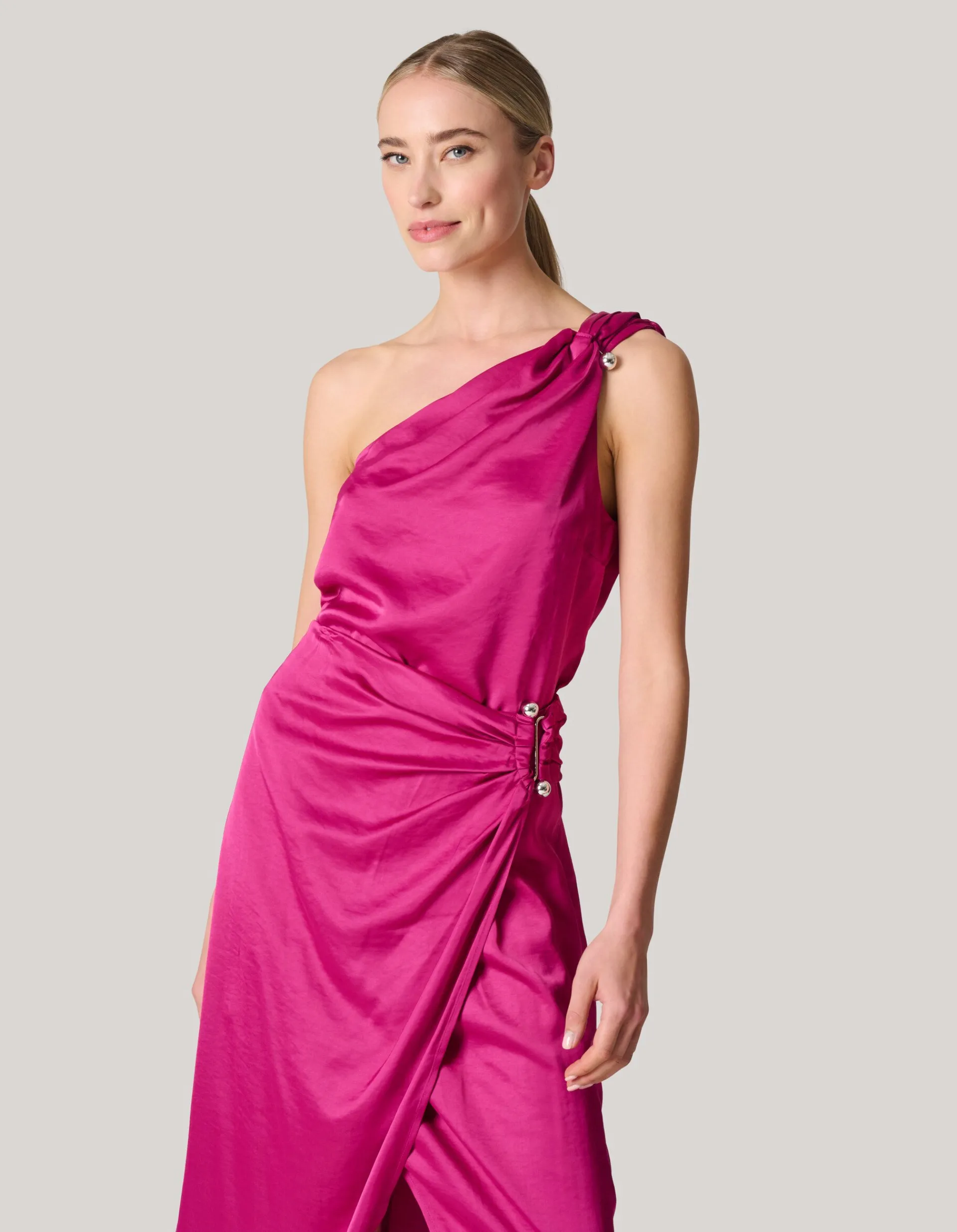 Shoeby Pierced Satijnen One Shoulder Top Roze<DAMES Tops