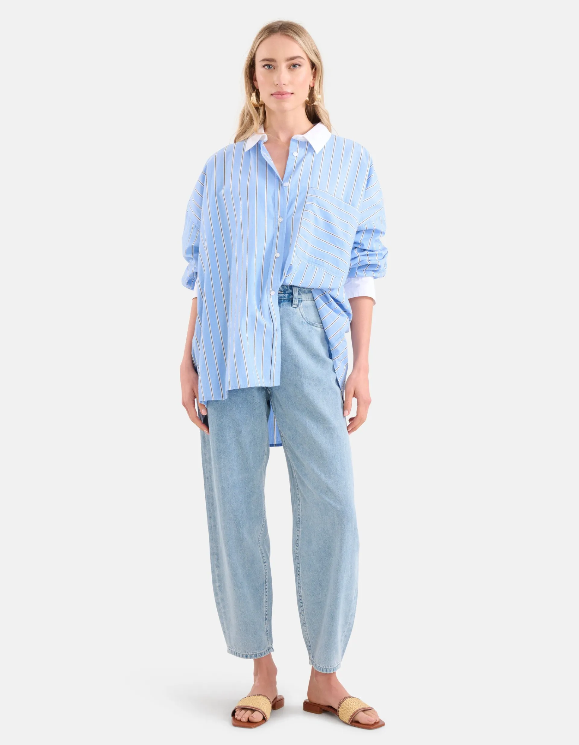 Shoeby Pinstripe Blouse Lichtblauw By Lonneke<DAMES Blouses