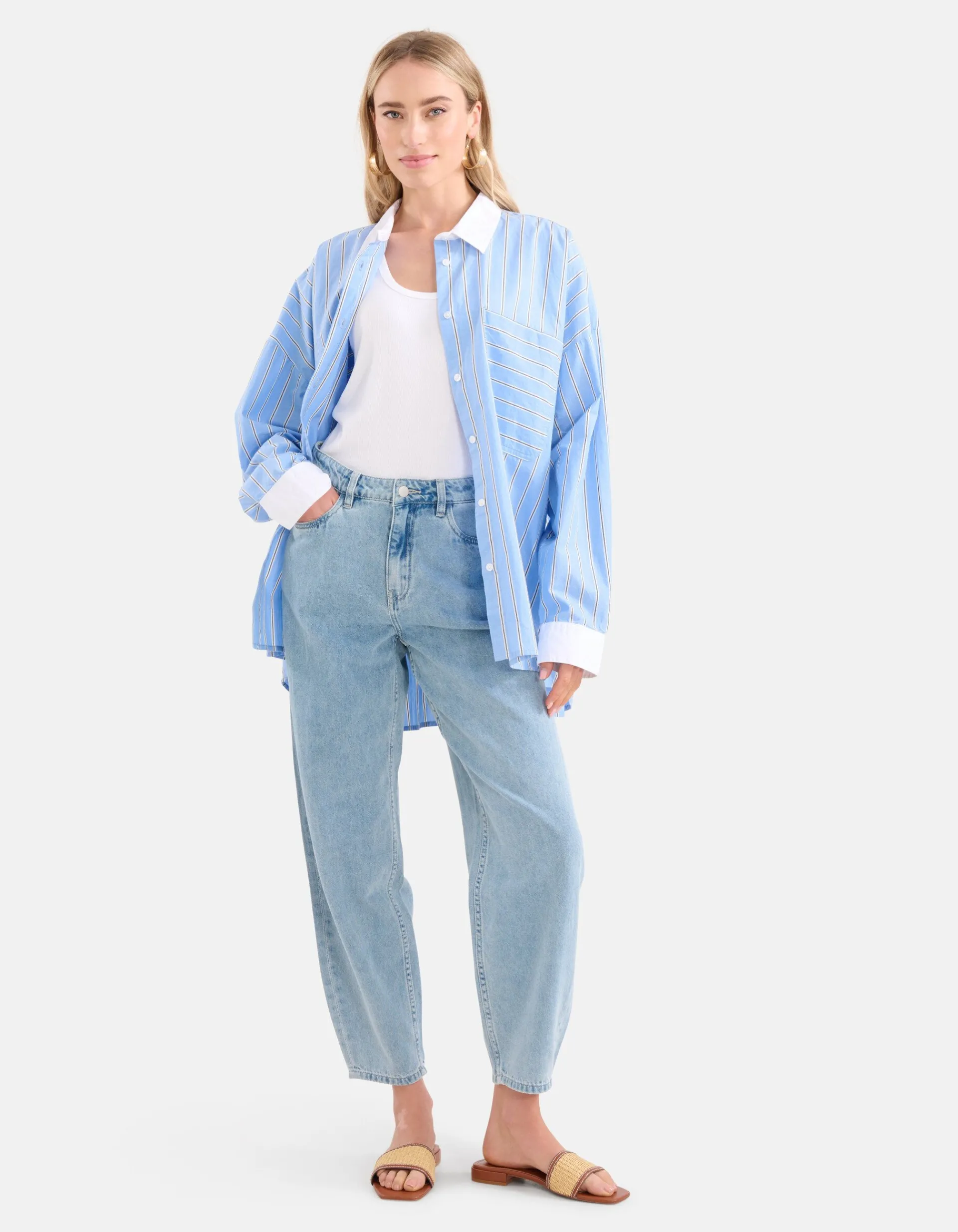 Shoeby Pinstripe Blouse Lichtblauw By Lonneke<DAMES Blouses
