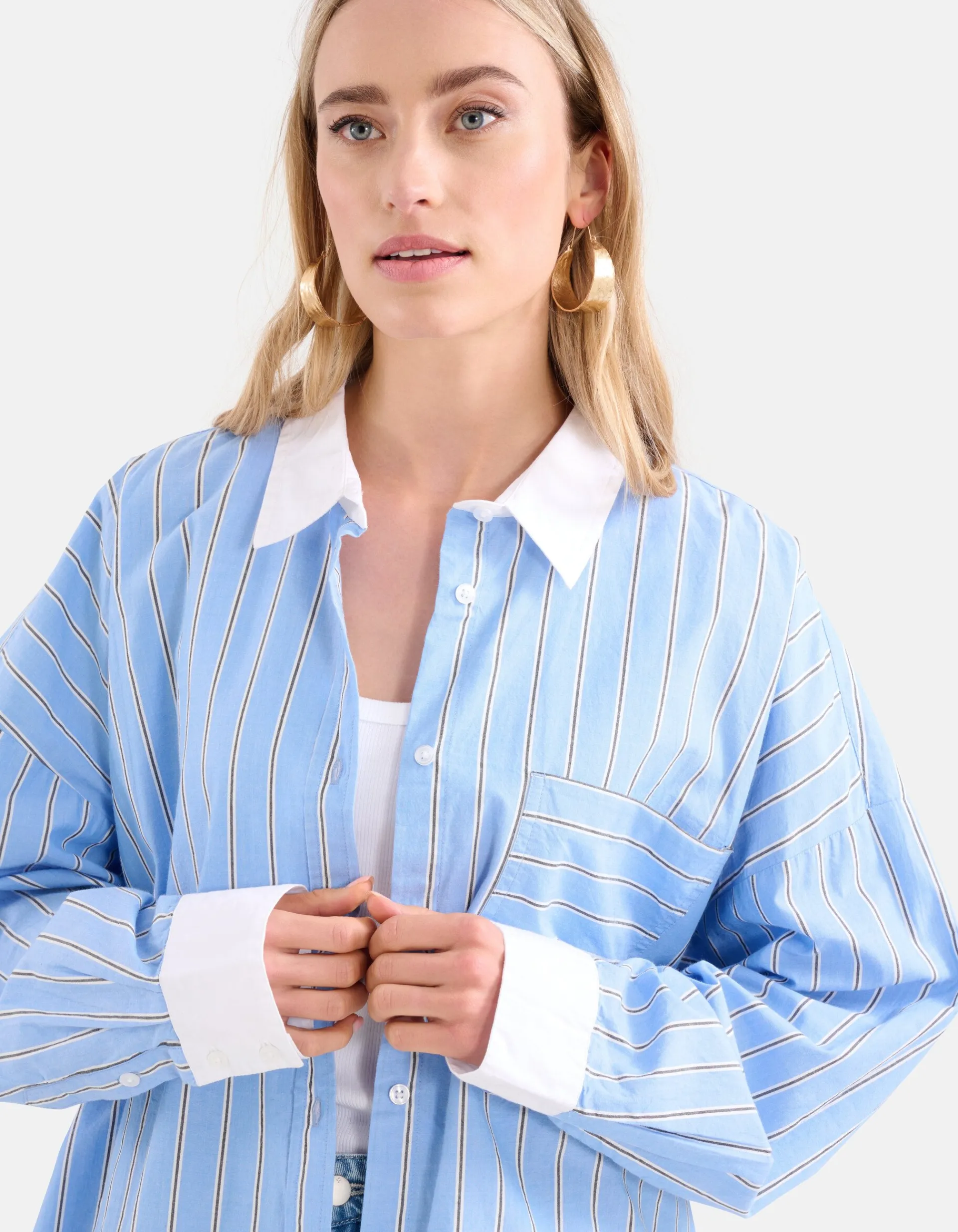 Shoeby Pinstripe Blouse Lichtblauw By Lonneke<DAMES Blouses