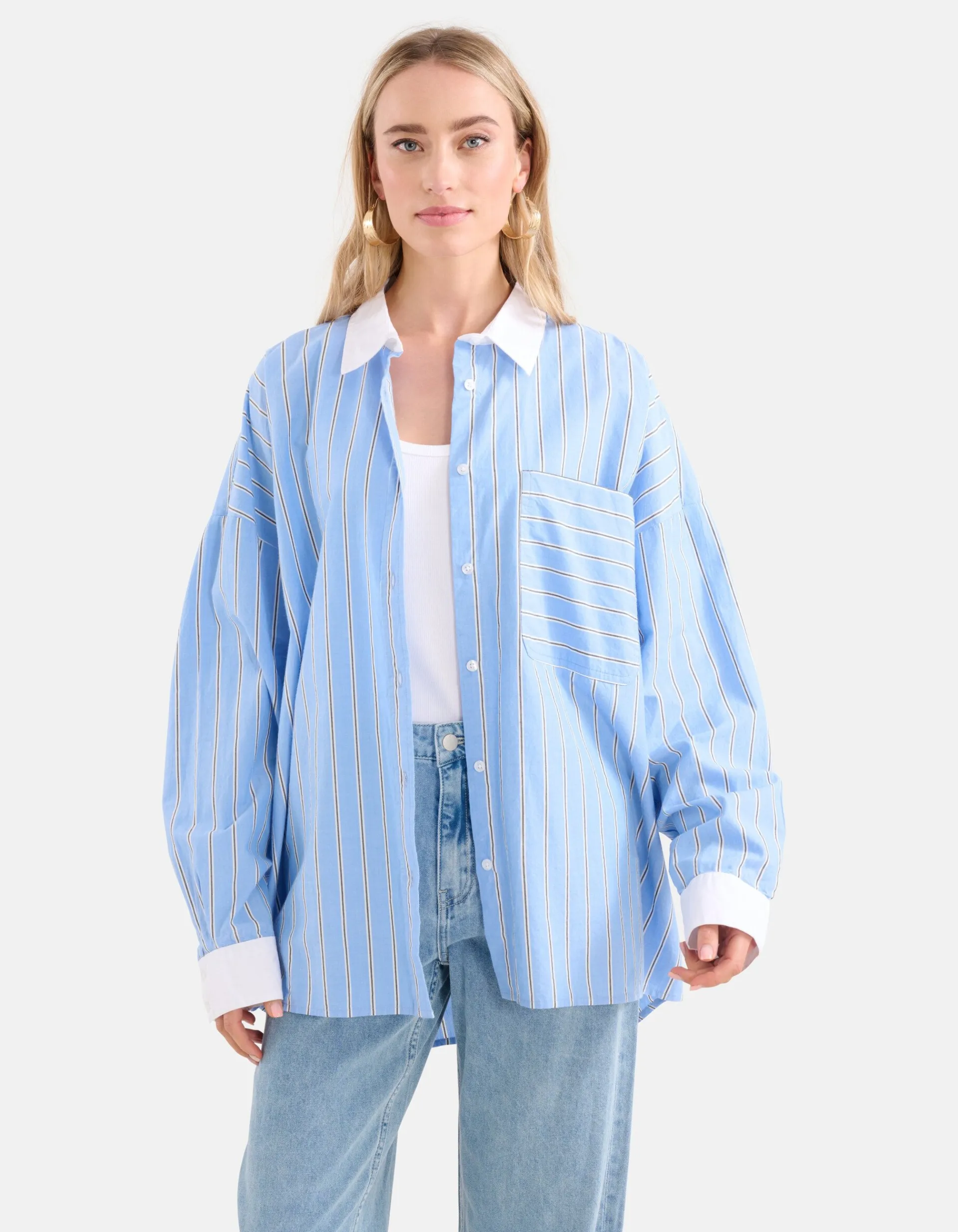 Shoeby Pinstripe Blouse Lichtblauw By Lonneke<DAMES Blouses
