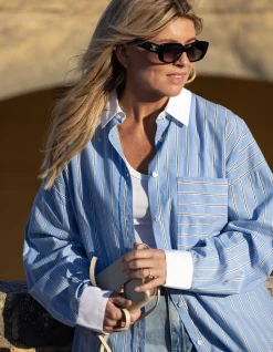 Shoeby Pinstripe Blouse Lichtblauw By Lonneke<DAMES Blouses