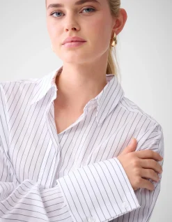 Shoeby Pinstripe Blouse Wit By Lonneke<DAMES Blouses