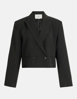 Shoeby Pinstripe Cropped Blazer Zwart<DAMES Blazers