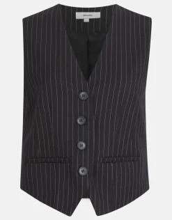 Shoeby Pinstripe Gilet Zwart/Wit<DAMES Gilets