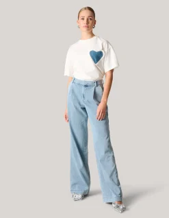 Shoeby Pinstripe Loose Fit Jeans Lichtblauw L34<DAMES Jeans