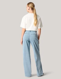 Shoeby Pinstripe Loose Fit Jeans Lichtblauw L34<DAMES Jeans
