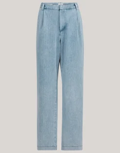 Shoeby Pinstripe Loose Fit Jeans Lichtblauw L34<DAMES Jeans