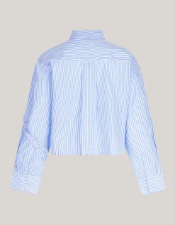 Shoeby Pinstripe Ruffle Blouse Lichtblauw<DAMES Blouses