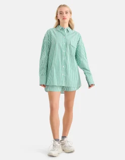 Shoeby Pinstripe Strass Blouse Groen By Monica<DAMES Blouses