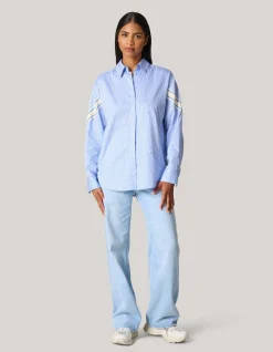 Shoeby Pinstripe Strass Blouse Lichtblauw<DAMES Blouses