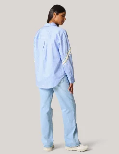 Shoeby Pinstripe Strass Blouse Lichtblauw<DAMES Blouses