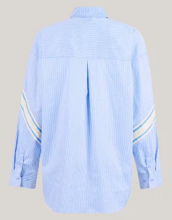 Shoeby Pinstripe Strass Blouse Lichtblauw<DAMES Blouses