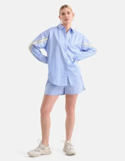 Shoeby Pinstripe Strass Blouse Lichtblauw<DAMES Blouses