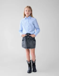 Shoeby Pinstripe Strass Blouse Lichtblauw< Blouses