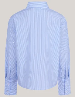 Shoeby Pinstripe Strass Blouse Lichtblauw< Blouses