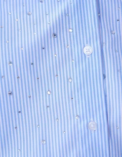 Shoeby Pinstripe Strass Blouse Lichtblauw< Blouses