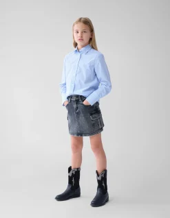 Shoeby Pinstripe Strass Blouse Lichtblauw< Blouses