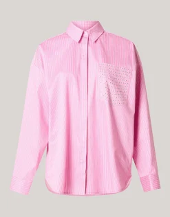 Shoeby Pinstripe Studs Blouse Lichtroze<DAMES Blouses
