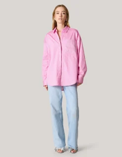 Shoeby Pinstripe Studs Blouse Lichtroze<DAMES Blouses
