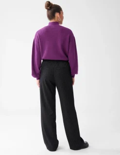 Shoeby Pinstripe Wide Leg Broek Zwart<DAMES Broeken