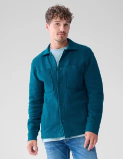 Shoeby Pique Overshirt Donkergroen<Heren Overshirts