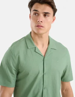 Shoeby Pique Shirt Groen<Heren Overhemden