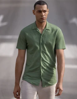Shoeby Pique Shirt Groen<Heren Overhemden