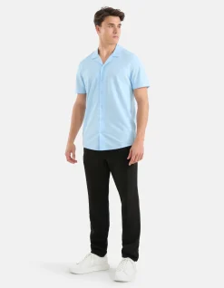 Shoeby Pique Shirt Lichtblauw<Heren Overhemden