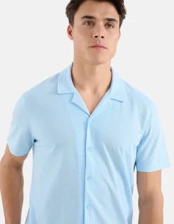 Shoeby Pique Shirt Lichtblauw<Heren Overhemden